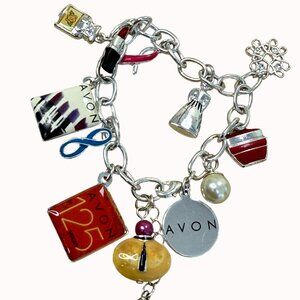 Avon Charm Bracelet Silver Tone, Glam, Fashion, Makeup, Cosmetics, Unique, Y2K